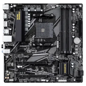 Дънна платка GIGABYTE B550M DS3H AC R2 Socket AM4 основен изглед с видими слотове и конектори