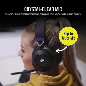 Геймърски слушалки Corsair HS65 v2 Carbon Black изглед отгоре с видими контроли