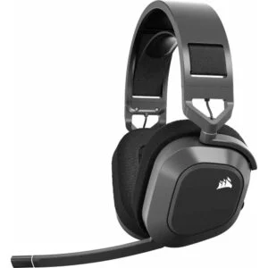 Геймърски слушалки Corsair HS80 MAX Wireless Steel Grey - страничен изглед