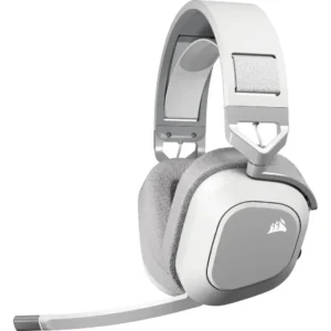 Геймърски слушалки Corsair HS80 MAX Wireless White изглед отпред