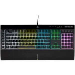 Геймърскa мембранна клавиатура Corsair K55 RGB Pro USB снимка отпред с RGB подсветка
