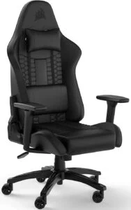Геймърски стол Corsair TC100 RELAXED Leatherette Black/Black основна снимка с цял изглед