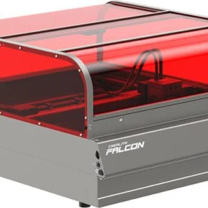 Creality Falcon2 Pro 22W лазерна гравираща машина с отворен капак и видим лазер