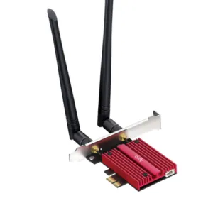 Cudy WE9300 мрежова карта показана отстрани с видими PCIe конектори