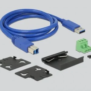 Външен индустриален хъб Delock детайл на 7 USB 3.0 Type-A порта отстрани