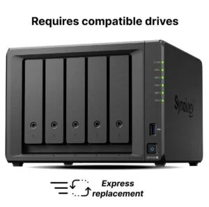 Мрежов сторидж Synology NAS DS1525+ за 5 диска с преден изглед на устройството