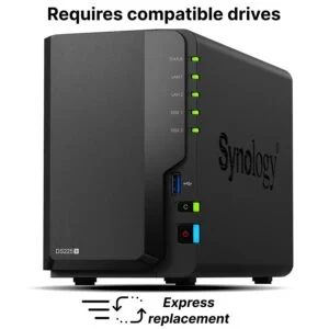 Мрежов сторидж Synology DS225+ за 2 диска основен изглед отпред