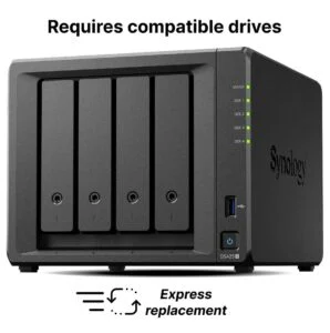Мрежов сторидж NAS Synology DS425+ 4-bay изглед отпред с поставени дискове