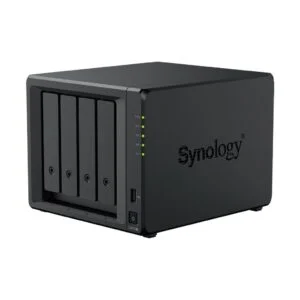 Synology NAS DS925+ показва слотовете за четири диска отстрани