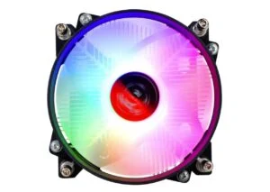 Охладител за процесор Spire SP-BM-A115-LED RGB с вид отпред и включено осветление