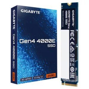 SSD Gigabyte 4000E 250GB NVMe PCIe 4.0 Gen4 продуктова снимка с акцент върху скоростта