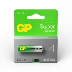 Алкална батерия GP SUPER LR6 AA 4 бр. в опаковка 1.5V GP15A продуктна снимка