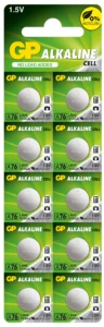 Бутонна алкална батерия GP BATTERIES GPА76 LR44 1.55V продукт снимка отпред