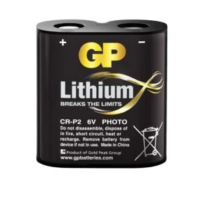 Фото литиева батерия GP CR-P2 6V детайлна снимка отстрани и опаковка