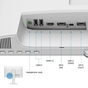 Близък план на екран и високоговорители на BenQ GW2486TC