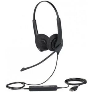 Слушалки Jabra Biz 1500 Duo USB с микрофон на бял фон