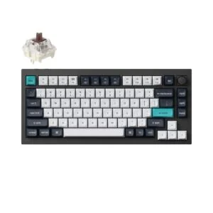 Безжична механичка клавиатура Keychron Q1 MAX Gateron Jupiter Brown Switch Carbon Black продукт снимка от преден ъгъл
