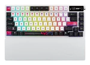 Геймърска безжична Клавиатура ASUS ROG Azoth X White основен изглед отпред