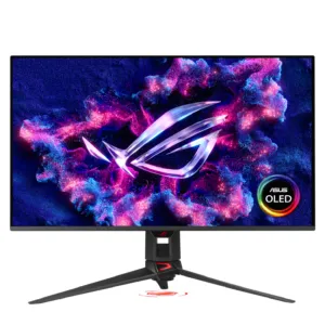 Монитор ASUS ROG Swift PG32UDCM Gen3 32-инчов QD-OLED 4K 240Hz отпред с включен екран