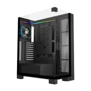 Кутия FSP U691 Black ARGB TG ATX Ultra-Tower основен изглед с прозрачен панел