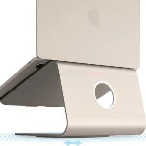Поставка за лаптоп Rain Design mStand360 с въртяща се основа в цвят Starlight от страничен ъгъл
