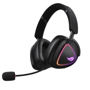 Геймърски безжични слушалки ASUS ROG Delta II основен изглед с USB-C кабел