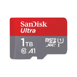 Карта памет SANDISK Ultra microSDXC 1TB UHS-I A1 на бял фон продуктова снимка
